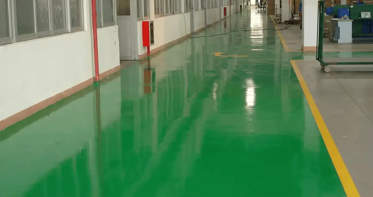A factory floor professionally covered and marked with epoxy flooring in Baltimore, MD
