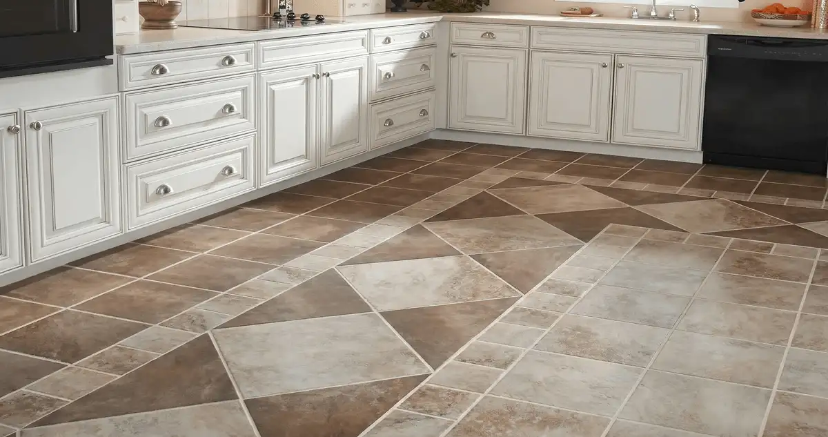 Kitchen with white cabinets and a professionally installed tile floor in Baltimore, MD